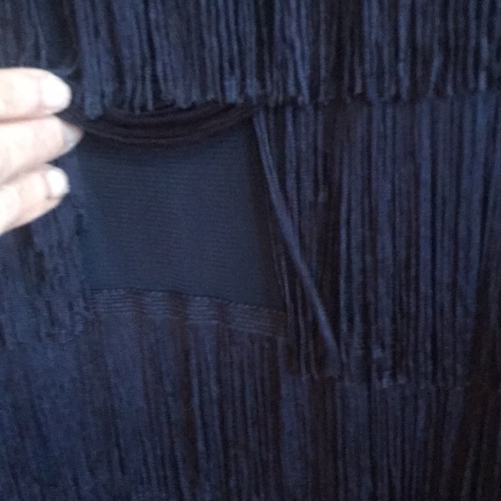 From Bloomingdale’s  navy long evening gown with all fringes and fully lined - Picture 15 of 17
